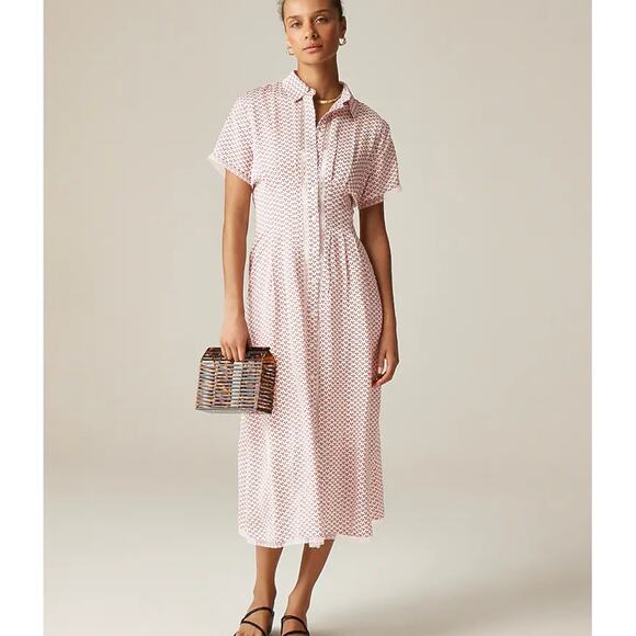 J Crew Wren Lace Trim Shirt Dress In Glossy Twill Size 6 Floral NWOT - Picture 1 of 16